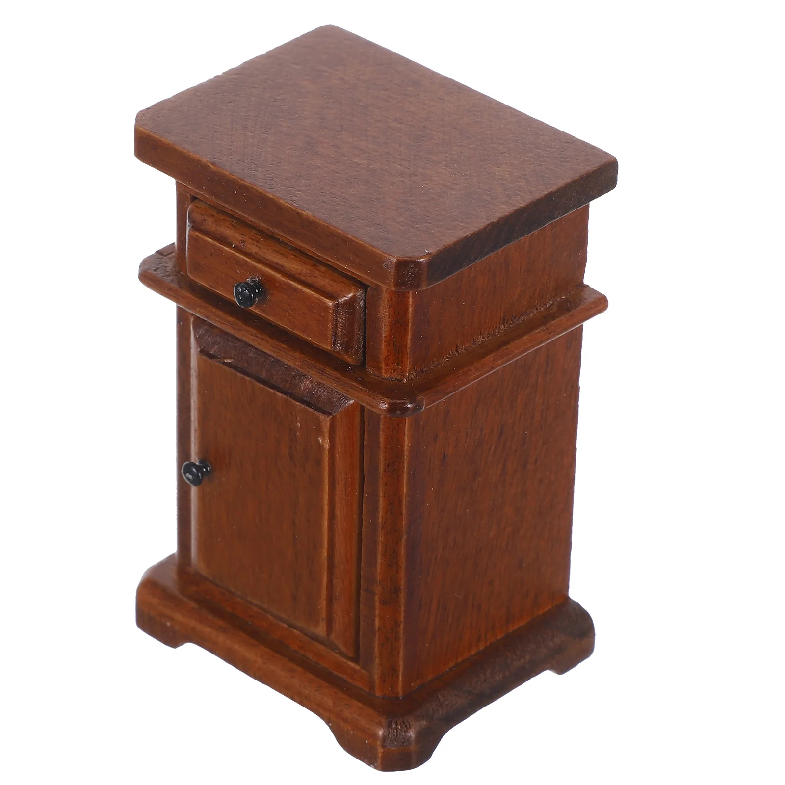 Mini mobili per camera da letto Tavolini pendenti artigianali Comodino per casa delle bambole in legno marrone chiaro