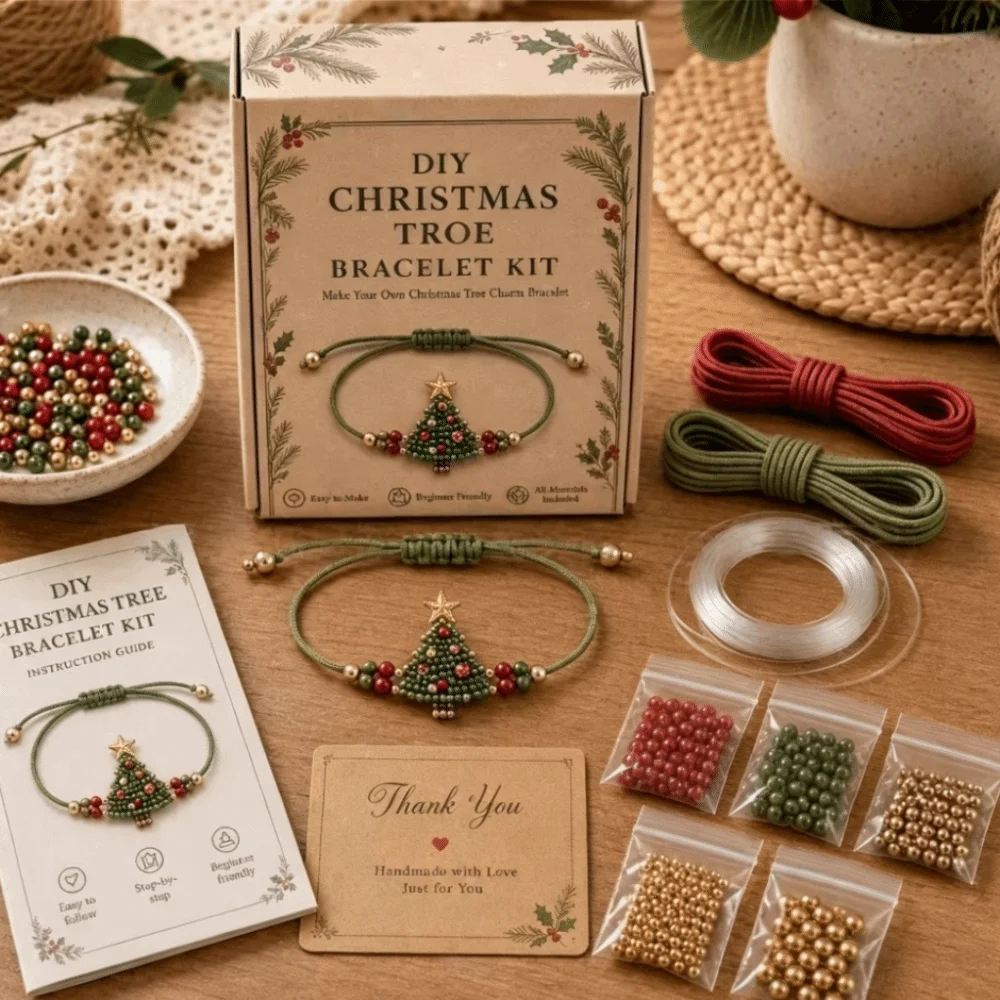 Festive Handmade DIY Bracelet Making Kit Bead Elk Hand Jewelry Craft Set Animal Design Gift Box Christmas Bracelet Kit Girl