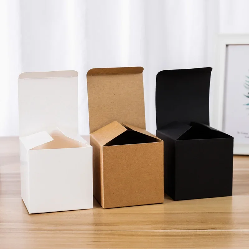 

20/50pcs Multi Size Square Kraft Gift Box Black White Brown Fold Packaging Gift Box Proposal Box For Bridal Birthday Party