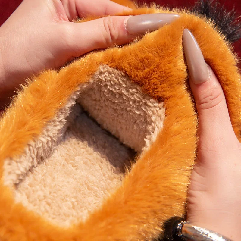 ZUOFU Unisex Niedliche Cartoon-Esel-Plüschpantoffeln, Winter Dicke Sohle Flauschig Warm Rutschfest Indoor Hausschuhe für Paare – Detail 9
