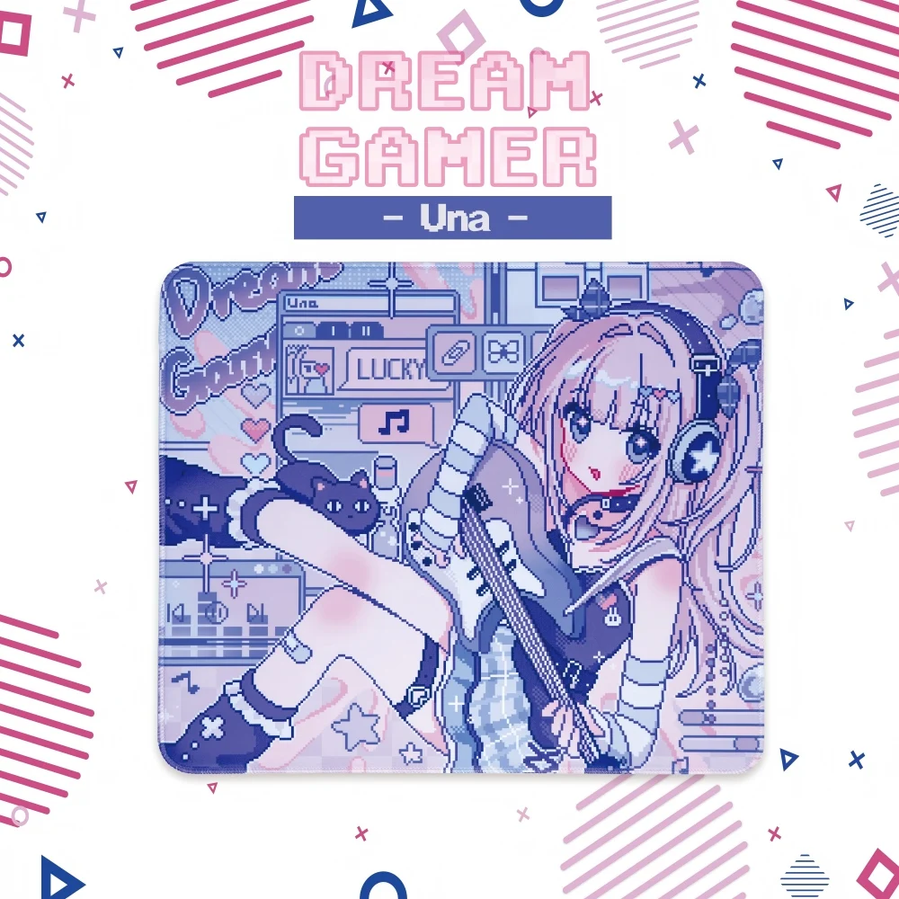 DreamGamer Una v2 KON Anime Pixel Art Style Cloth Gaming Mouse Pad Smooth Surface Glide Skin-friendly Speed Type