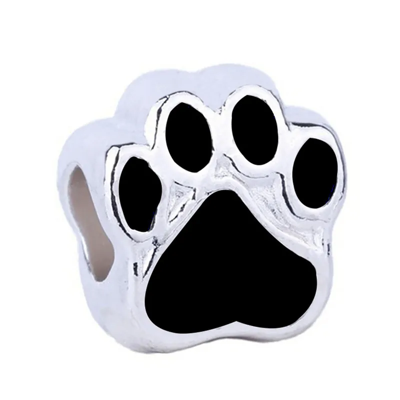10 STKS Emaille Poot Voetafdruk Kralen Zinklegering Hond Kat Print Spacer Kralen Armband Sieraden Maken Accessoire