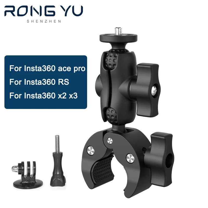 Upgrade version for Insta360 X2 X3 Motorcycle Bicycle Double Clip Bracket for Insta360 ace pro Bike Self Stick Camera Accessory