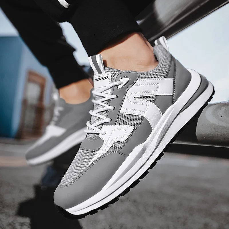 Men's Lace-up Casual Sneakers Men Lightweight Breathable Mesh Walking Shoes Retro Student Comfortable Sneakers