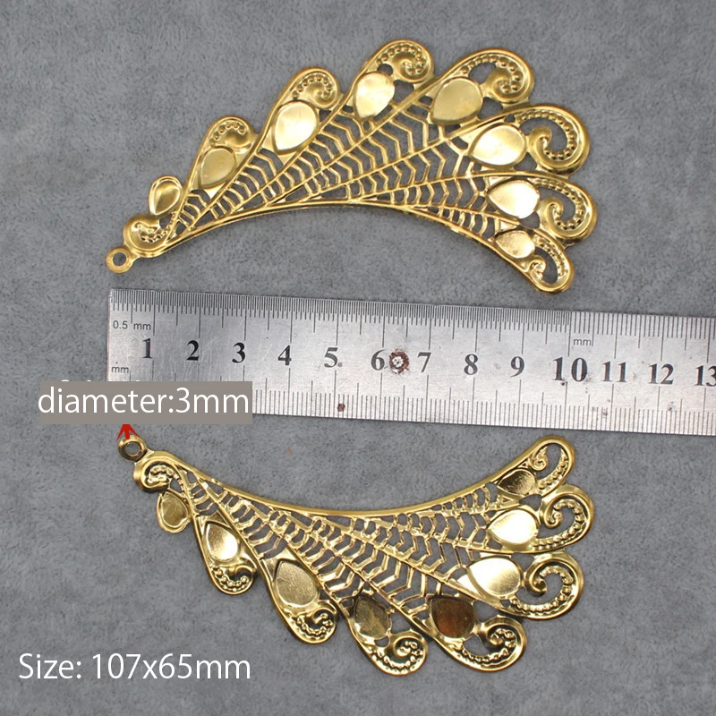 Metal Filigree Phoenix Peacock Tail DIY Halo Crown Jewelry Making For Handmade Box Decoration Connectors Findings