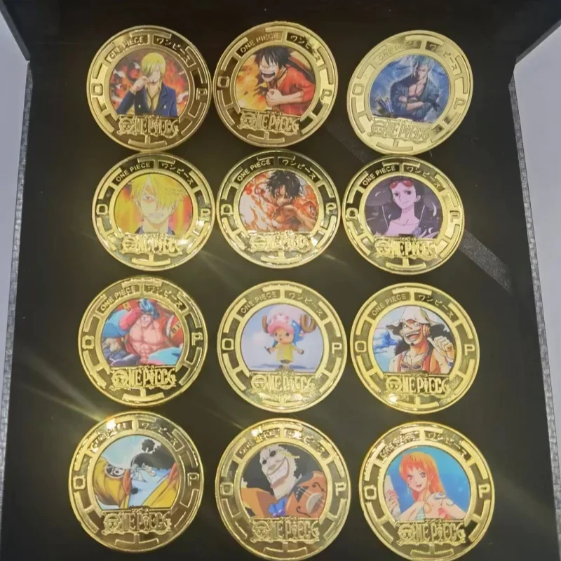 One Piece Cartoon Coin Anime Action Figure Cap Luffy Zoro Sanji Nami Collect Souvenir Anime Merchandise Decoration Children Gift