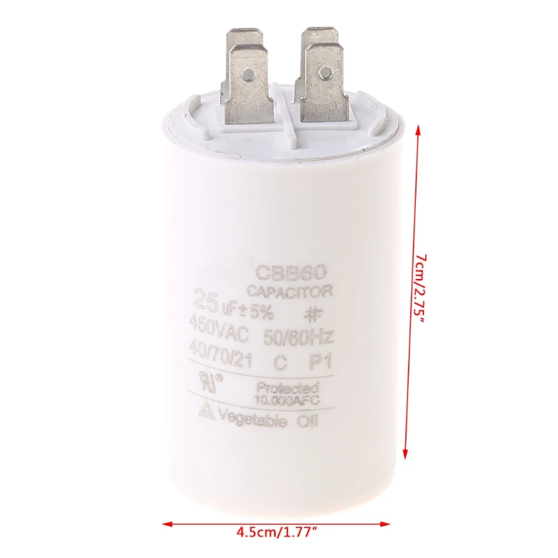 E9LB CBB60 AC450V 25UF 50/60Hz ตัวเก็บประจุมอเตอร์คอมเพรสเซอร์เริ่มต้น Capacitor