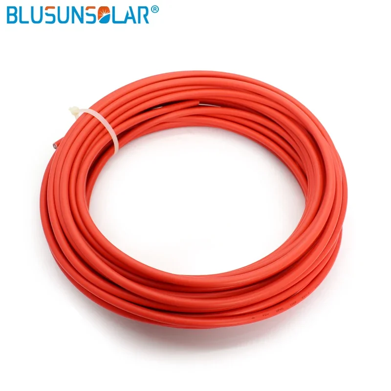 Red+Black Solar Cable Photovoltaic Wire 1500V 12/10 AWG 4mm2 6mm2 Cable Tinned Copper XLPE Jacket for PV Panels  Certifiction