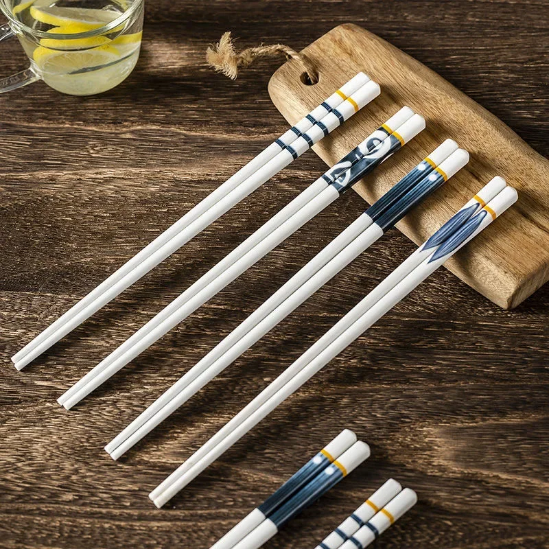 1pair Japanese Style Ceramic Chopsticks Creative Household Chopsticks Anti-mold Sushi Food Chopsticks Kitchen Supplie