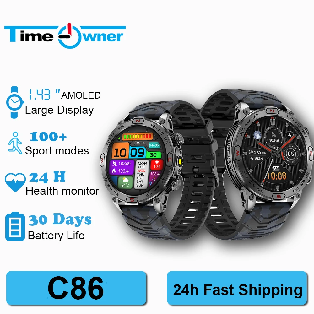 Time Owner Multi-functional High-end Outdoor Smart Watch, Electronic Military Rugged Waterproof KC86 Smartwatch