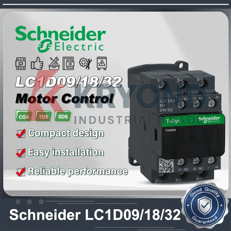 

Schneider LC1D09/18/32 Series AC Contactor Coil 110V 220V for Elevator Motor Control System Three Phase 380V Original Product