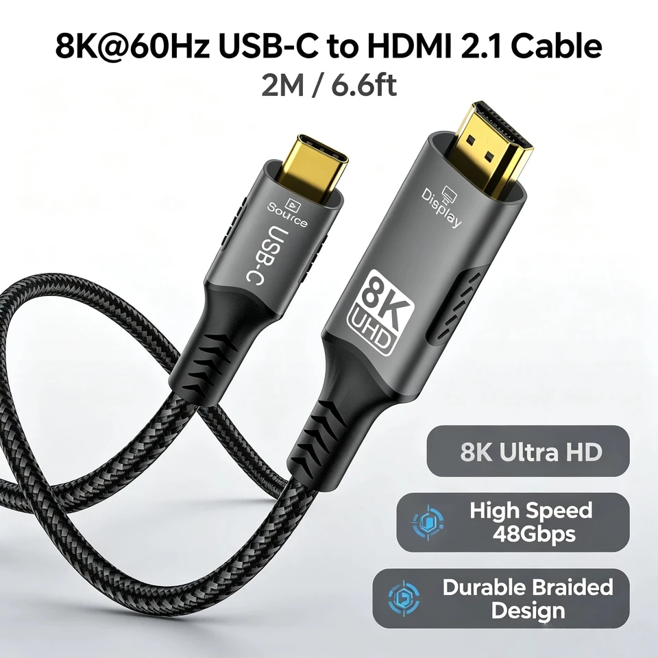 8K USB C to HDMI Cable for High Definition Streaming