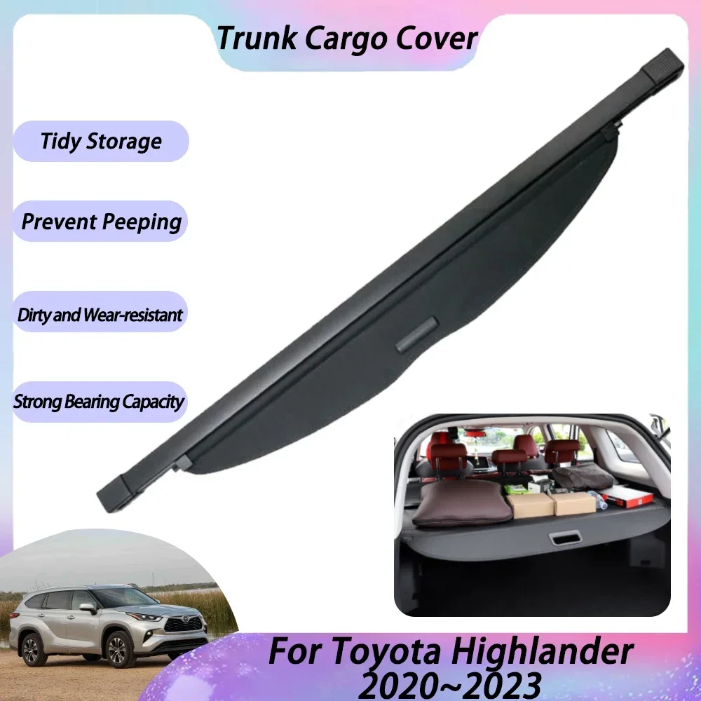 Trunk Cargo Cover for Toyota Highlander Kluger XU70 2023 2022 2021 Rear Luggage Sorage Tray Car Accessories Retractable Shield