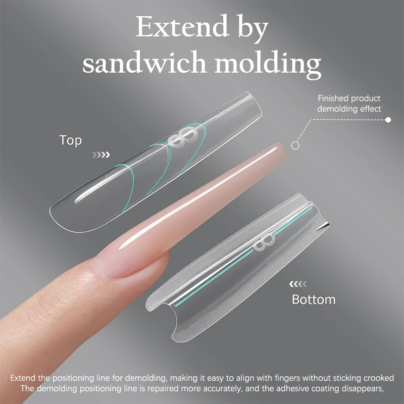 240 pz Sandwich Doppio Stampo Per Unghie Forma Riutilizzabile Copertura Completa Stampo Trasparente Unghie Artistiche Estensione Che Modella Strumento Bara Mandorle Forme Per Unghie Nuovo