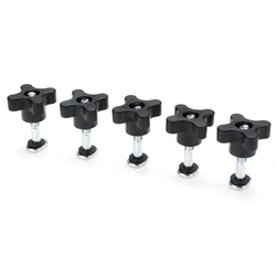 5pcs T-Track Knob Kit with 7 Star Threaded for Woodworking Jigs and Fixtures