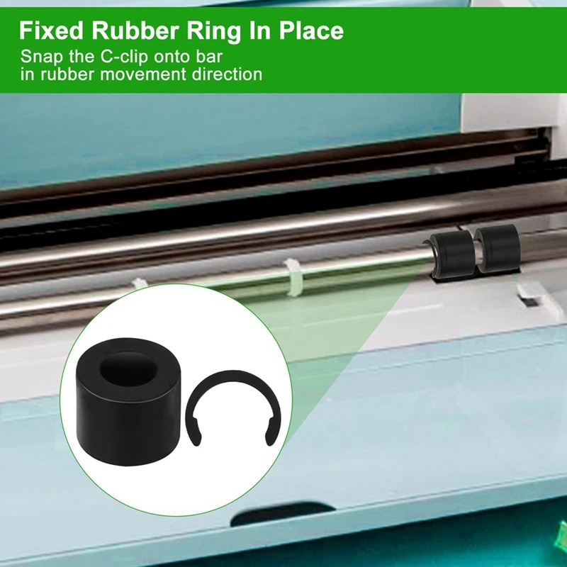 8Pcs Retaining Clip Rings For Cricut Maker And 8Pcs Rubber Roller Replacement Keep Rubber From Moving