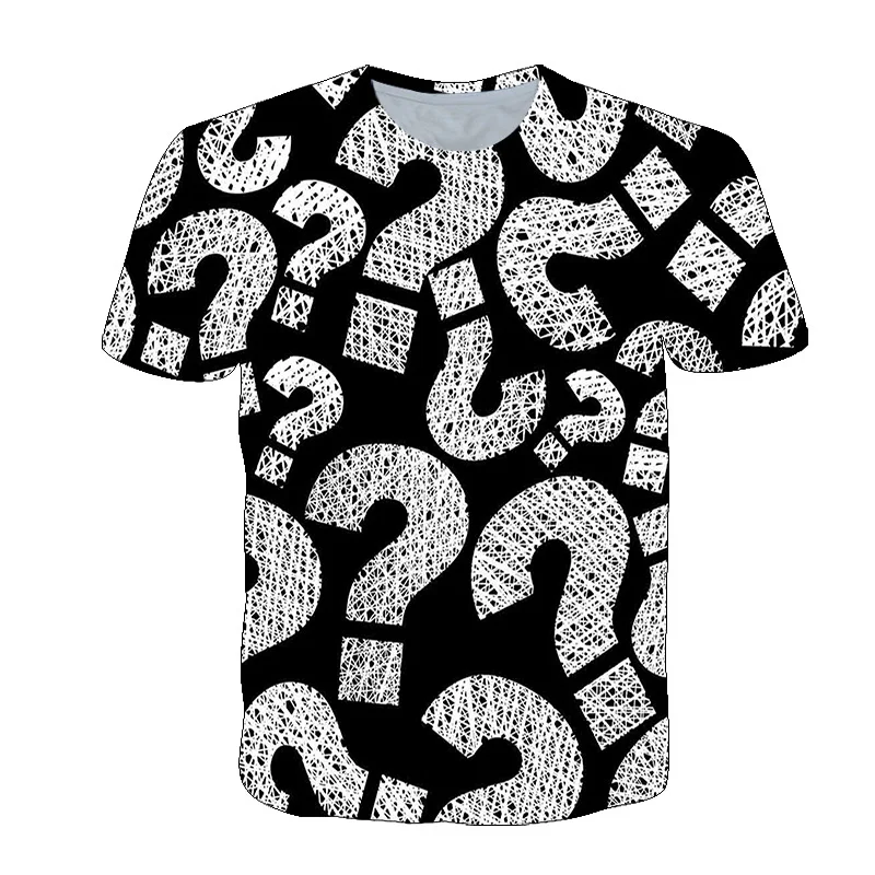 Interesting Question Mark Graphic T-Shirt For Men Personality 3D Printed T Shirts Summer Breathable O-Neck Top Short Sleeve Tees