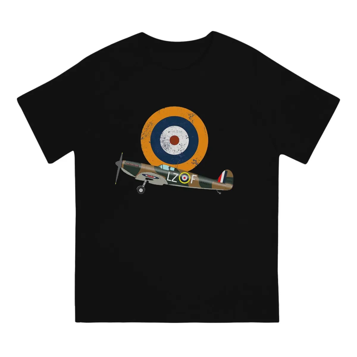 Supermarine Spitfire RAF Warbird Military WW2 Aircraft Plane Flugzeug MKI delete T Shirts for Men Pure Cotton Vintage T-Shirts