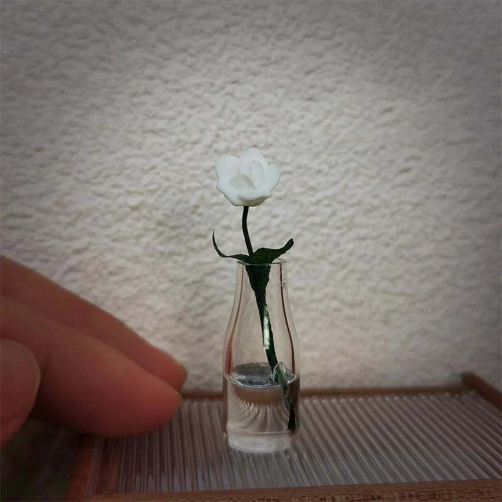 

Miniature Dollhouse Miniature Rose Model Mini Floral Creative 1:12 Scale Dollhouse Flower Flower Vase Rose