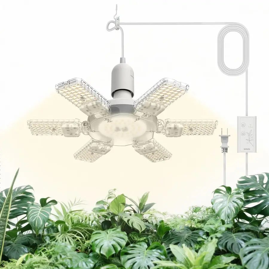 

Grow Lights for Indoor Plants, 60W Plant Lights for Indoor Growing with Timer, 180 Adjustable Wings, High PPFD Full Spectrum, LE