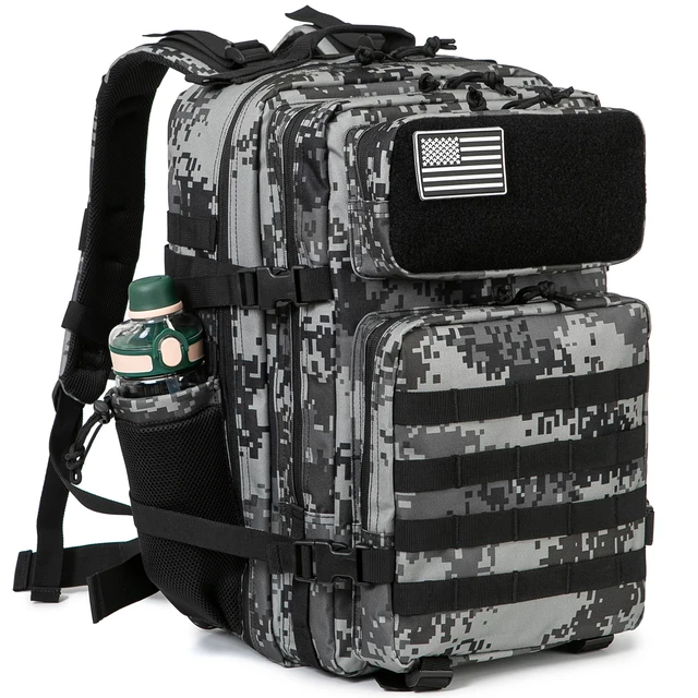 Plecak Taktyczny 45L Torba Survivalowa Plecak Myśliwski MOLLE Plecak na Siłownię dla Mężczyzn EDC Plecak Turystyczny Outdoorowy z Uchwytem na Butelkę Wiedźmy
