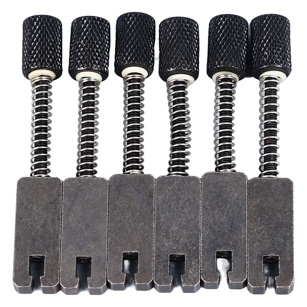6PCS Metal Material Electric Guitar Bridge Black Color Headless Guitar Bridge Bridge Replacement Parts For Bass Guitar
