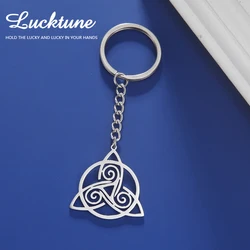 Lucktune Triskele Triskelion Symbol Keychain Stainless Steel Trinity Celtic Knot Pendant Key Chain Men Keyring Couple Jewelry