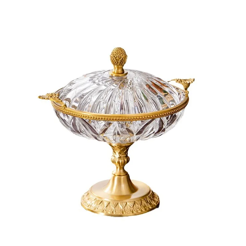 

Pure copper ornaments, crystal glass tall fruit plates, household, handicrafts