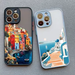 Seaside town Phone Case For iPhone 17 16 13 12 Mini 11 Pro Max 15 14 Plus Pro Max X XR XS 16 Plus Shockproof Back Cover Funda