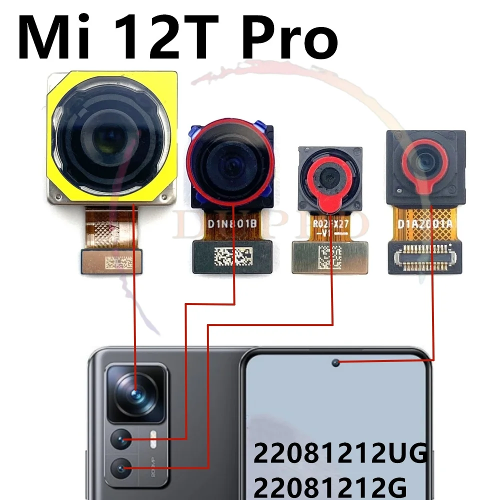 Mi 12Tpro Back Camera Front Rear Camera For Xiaomi 12T Pro 22081212UG 22081212G Main Facing Camera Module Flex