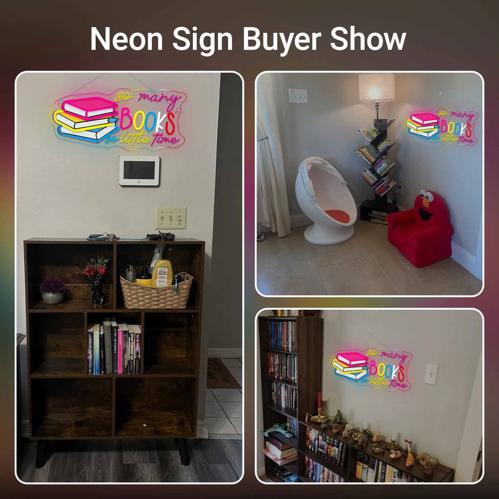 الكثير من الكتب لزوايا قليلاً من النيون للقراءة للأطفال، قارئ لتزيين الحائط لمكتبة الفصول الدراسية، هدية للنادي للمراهقين #6