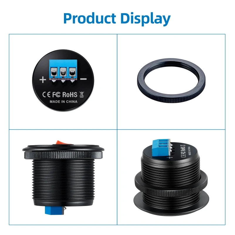 PD QC3.0 Car Charger Socket with Voltage Meter Quick Charge 3.0 Socket Power Outlet for 12V/24V Motorcycle Truck Boat