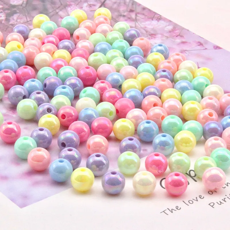 50-400Pcs Candy Color Acrylic Round Beads 6-12mm Spacer Balls For Jewelry Making Diy Decorative Clothing Handmade Accessories