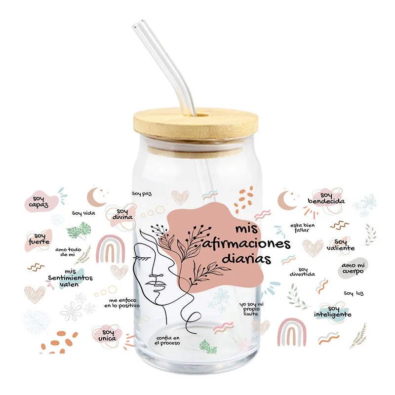 Модная женская переводная наклейка Uv Dtf, сделай сам, водонепроницаемая для стеклянных стаканчиков объемом 16 унций, бутылочки, будьте вашим