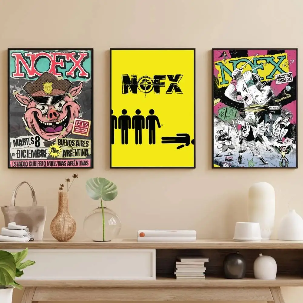 

Band N-NOFX Poster Self-adhesive Art Waterproof Paper Sticker Coffee House Bar Room