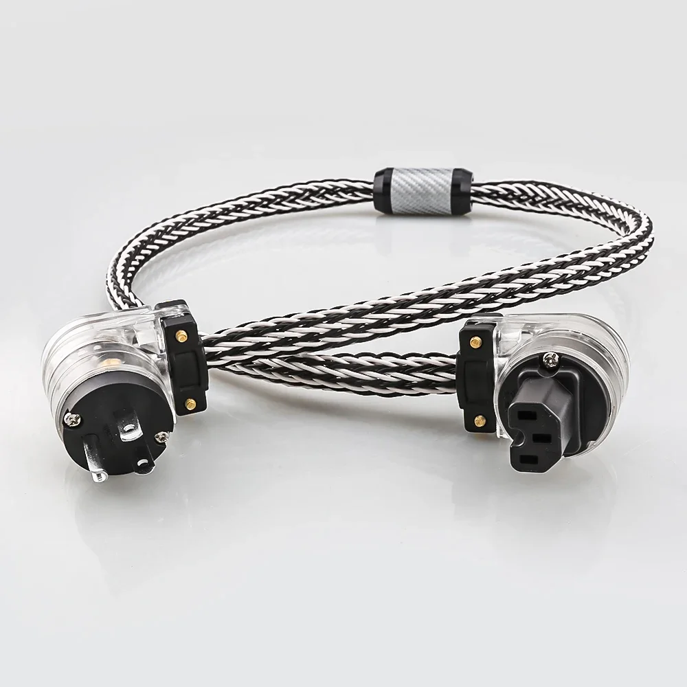 

HIFI 8TC OCC Schuko Audio Шнур питания 90-градусная L-образная вилка Кабель европейского стандарта и США для усилителя Фильтр мощности ЦАП CD - HiFi аудиокабель