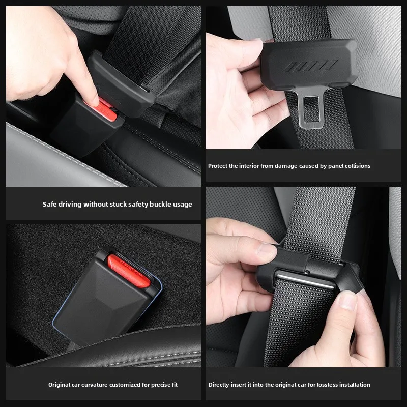 Silicone Seat Belt Buckle Cover for Tesla Model 3 Highland/Y Juniper/YL Anti-Scratch Noise-Damping Interior Protector Full-Wrap view 3