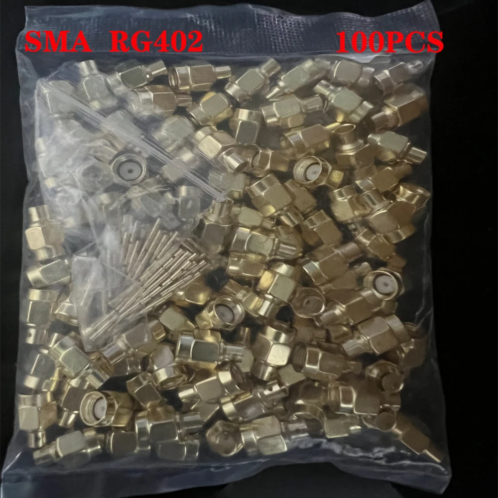 100PCS SMA Male Plug Solder FOR Semi-rigid RG402 0.141