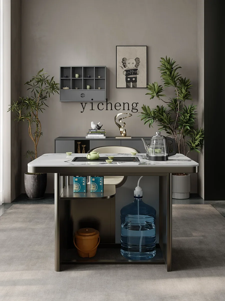 a7 Blue Luxury Slate Tea Table Modern Combination Simple Balcony Tea Table Kettle Embedded