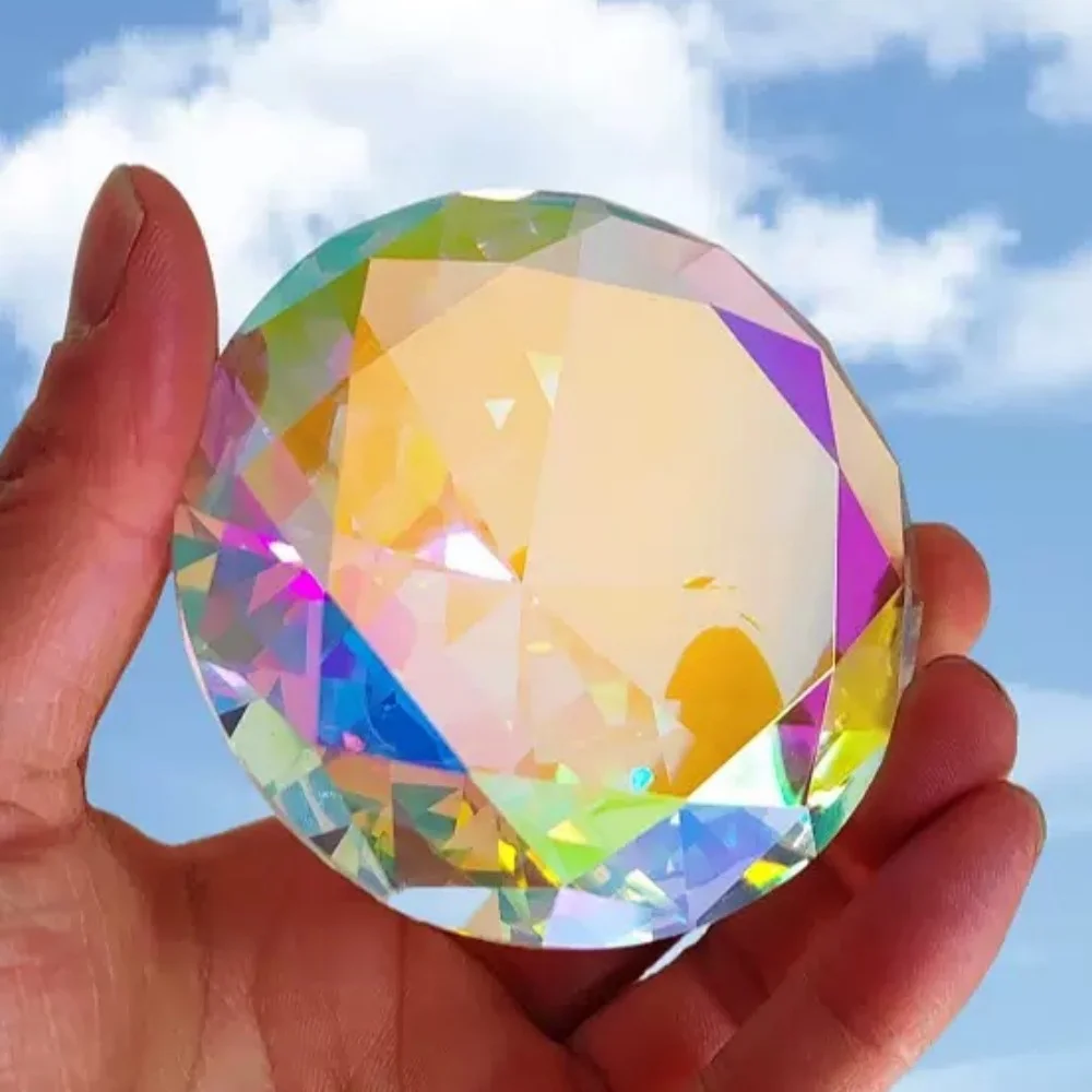 30-80mm AB Colorful K9 Crystal Diamond Paperweight Decorative Rainbow Maker Prism Glass Diamonds Wedding Room Desktop Decoration