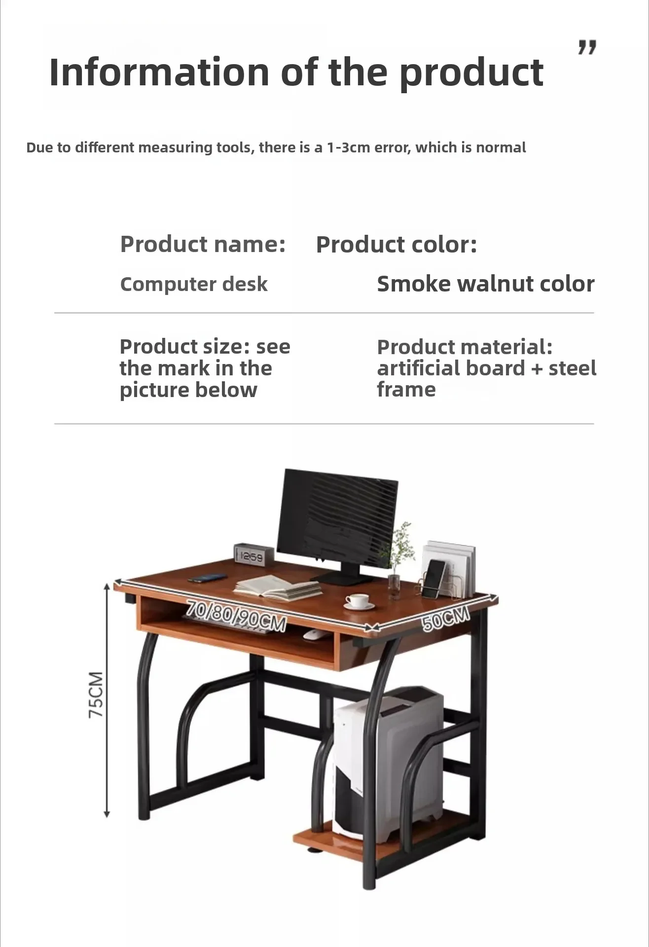 Computer Desk Desktop Home Bedroom Simple Small Student Study with Host Support Corner