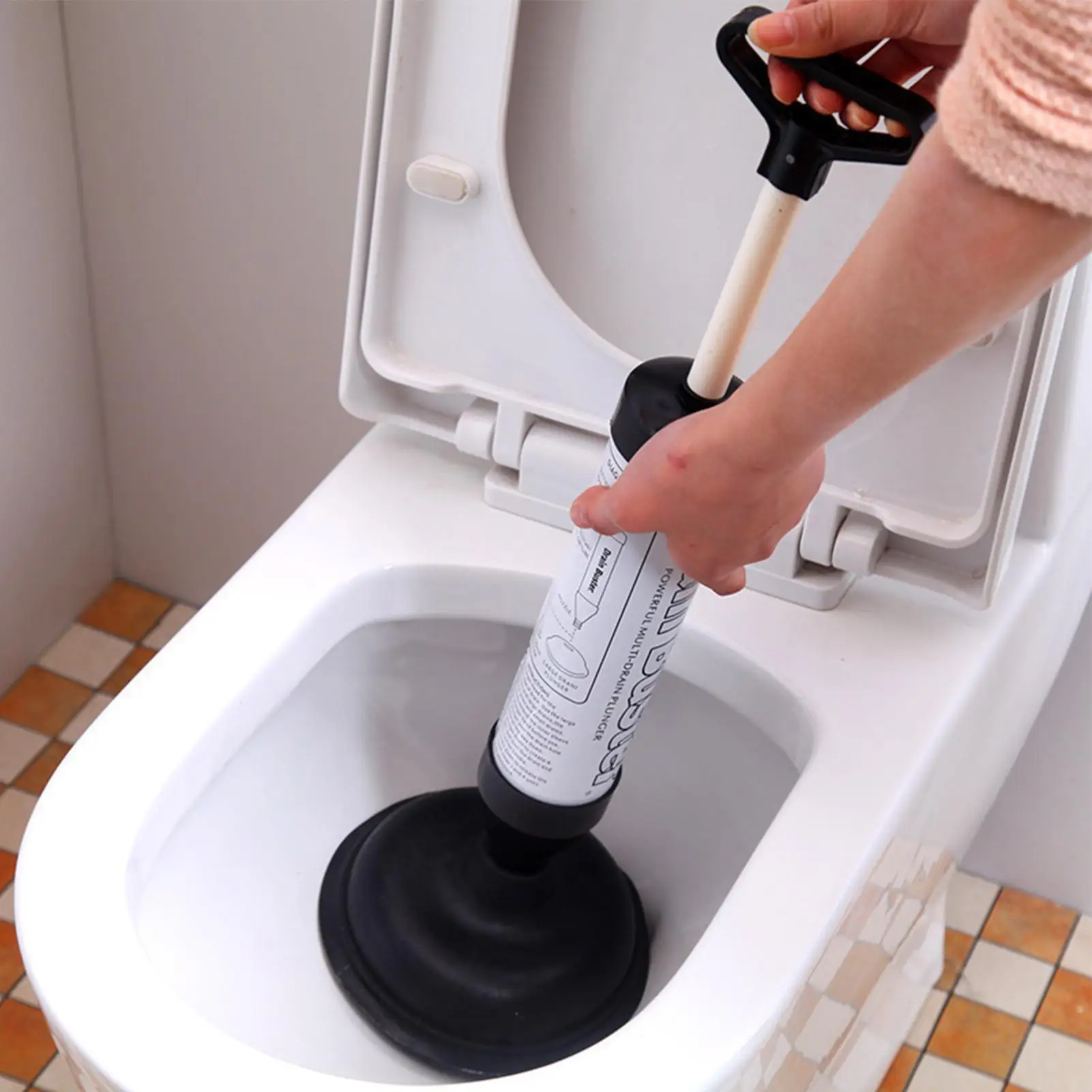 Toilet Plunger High Pressure Ergonomic Vacuum Suction Unclogger for Sink Floor Drains Bathroom Kitchen Powerful Clean