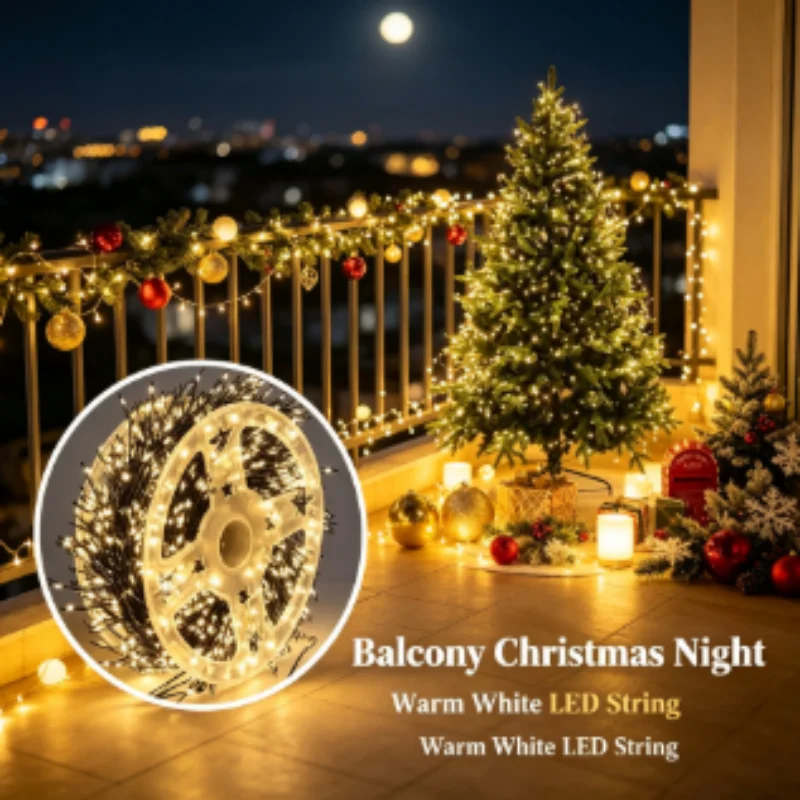 LED String Fairy Lights Lamps Green Wire for Outdoor Indoor Christmas Tree Garland New Year Street Party Wedding Holiday Decor