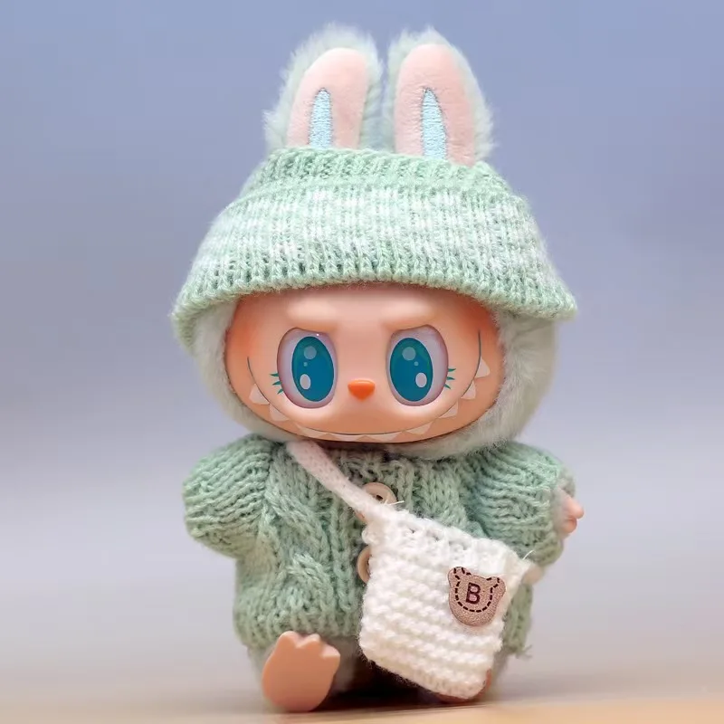 

For 15-17 cm Labubu Clothes outfit Labubu Sitting Party Bear Label Scarf Hat Dolls Accessories Cute Decoration