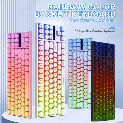 Teclados con cable para ordenador, 87 teclas, teclas Punk, escritura silenciosa, retroiluminado RGB, teclado Multimedia para juegos de oficina para Windows, portátil, PC y Mac