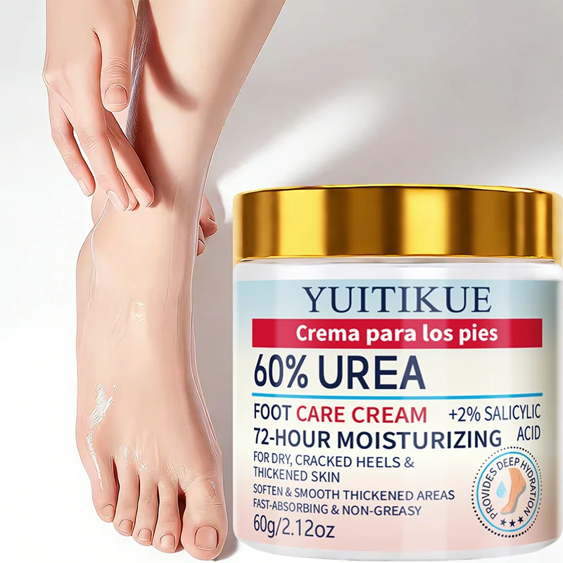 YUITIKUE 60% Urea Foot Cream 60g 72H Moisturizing With Salicylic Acid Repair Cracked Rough Dry Heels Hand Foot Care