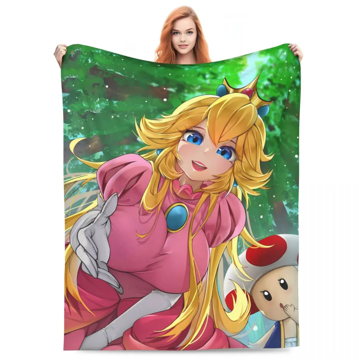 Super Mario Peach Toad Blankets Decorative Flannel Throw Blanket For Couch Chair Sofa Bed Warm Soft Quality Bedspread Gift Idea