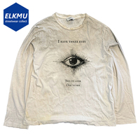 Eyes Graphic Men Hip Hop T-shirts Vintage Harajuku Oversized Long Sleeve Tee Tops Streetwear Tshirt