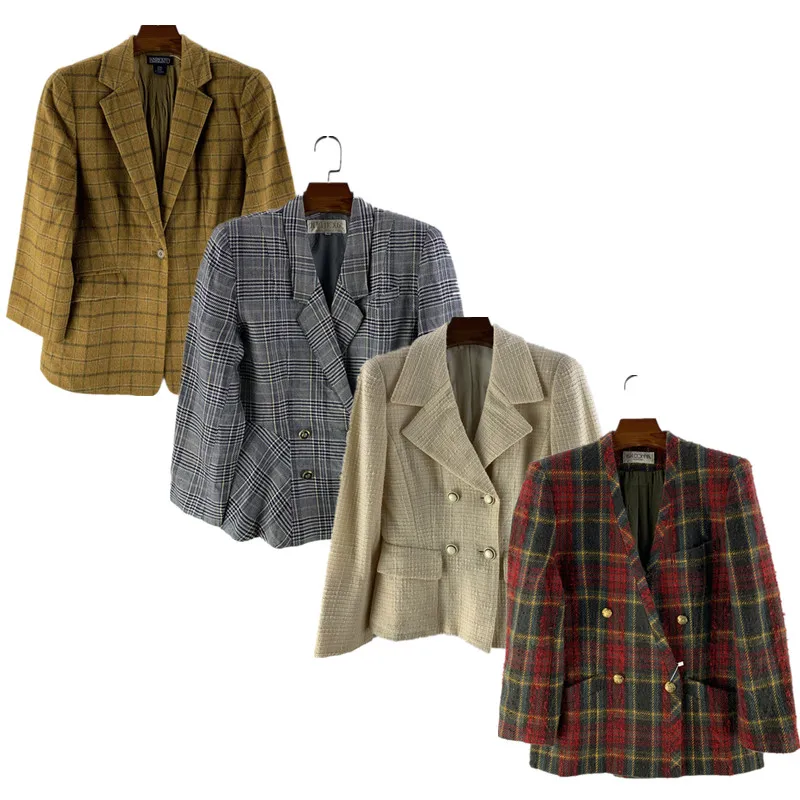 

Милый винтажный клетчатый длинный костюм све для девочек Jaet Briti Sle, верхняя одежда для похудения, зимняя коллекция