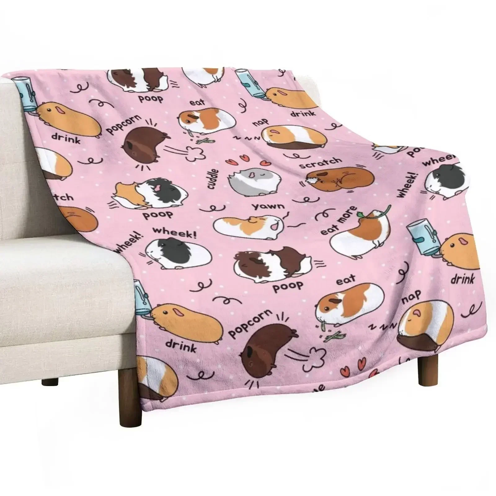 

Guinea Pig Daily To-Do List - Pink Background Throw Blanket anime Stuffeds Comforter Retros Blankets